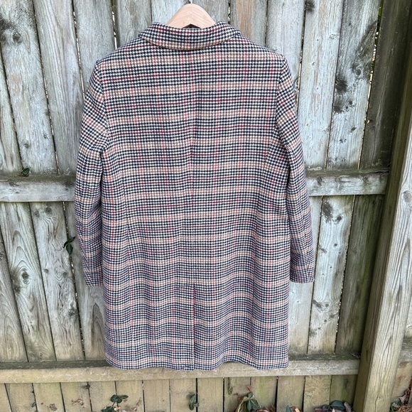 Lauren Ralph Lauren Houndstooth Wool-Blend Reefer Walker Coat Sienna Plaid 14 - Picture 3 of 13